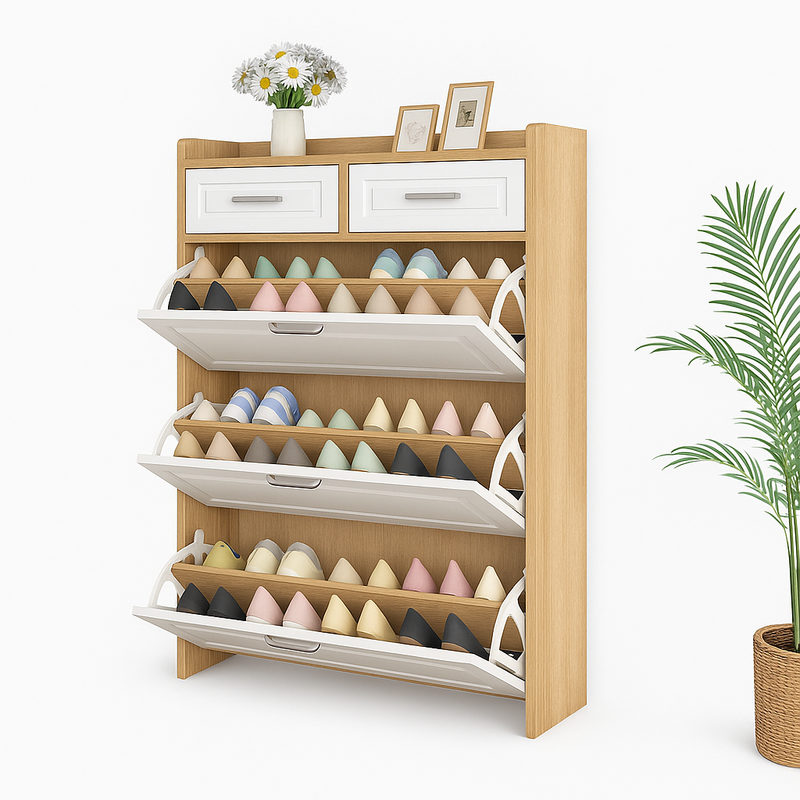 Armário de Sapatos com 3 Portas e 2 Gavetas